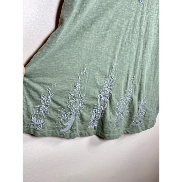 Sundance Womens Plus Size Top Short Sleeve Embroidered Boxy Fit XXL Green Cotton - Picture 3 of 7